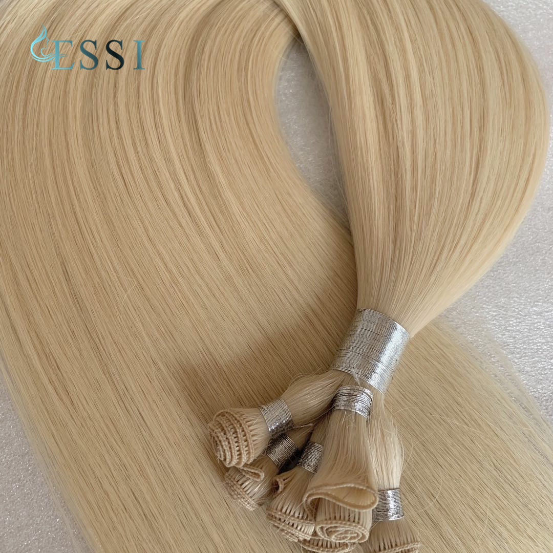 Professional Hand Tied Weft Extensions Human Hair Weave 24 Inch