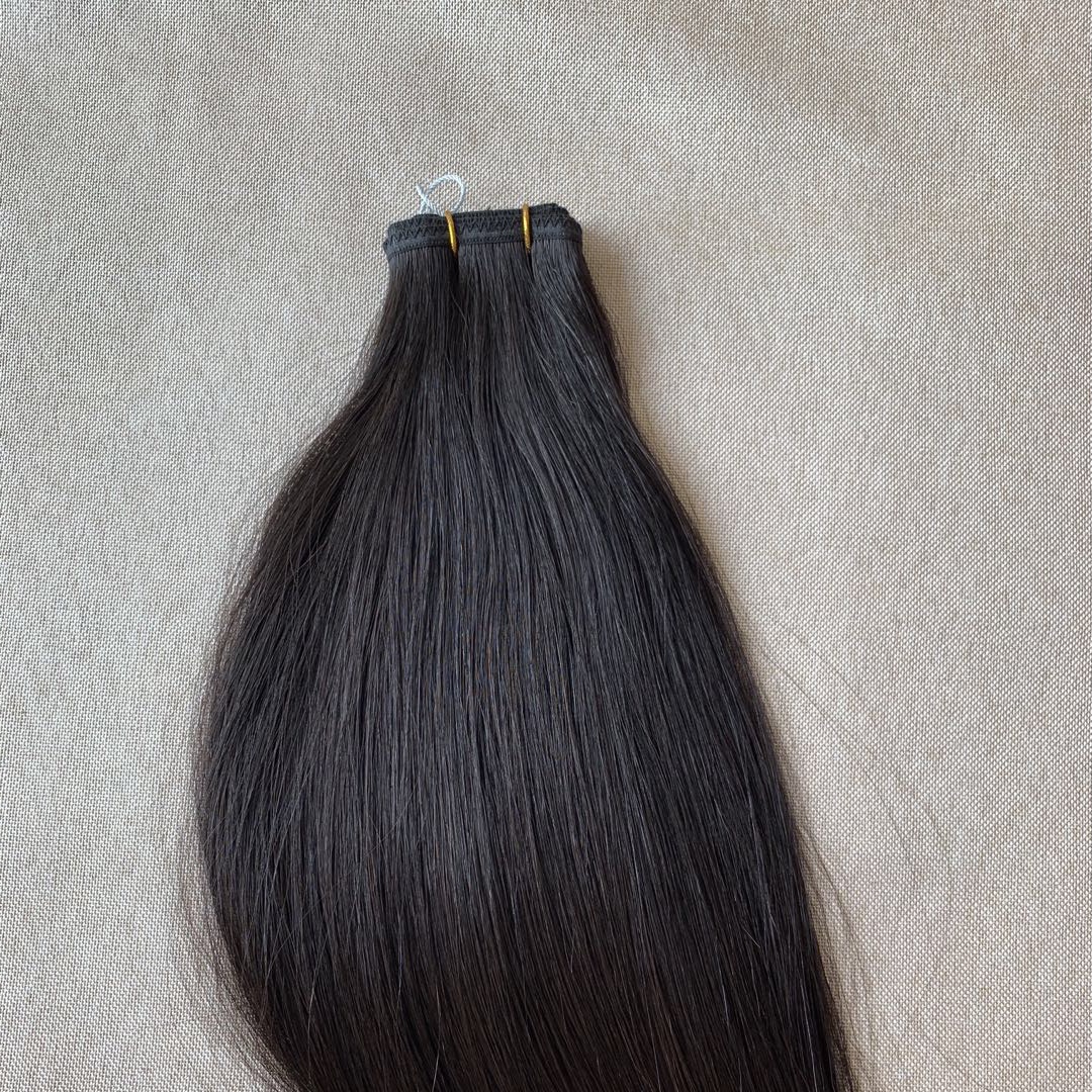 Flat Weft Hair Extension In Natural Black Color Cuticle Aligned Unprocessed Human Hair Weave
