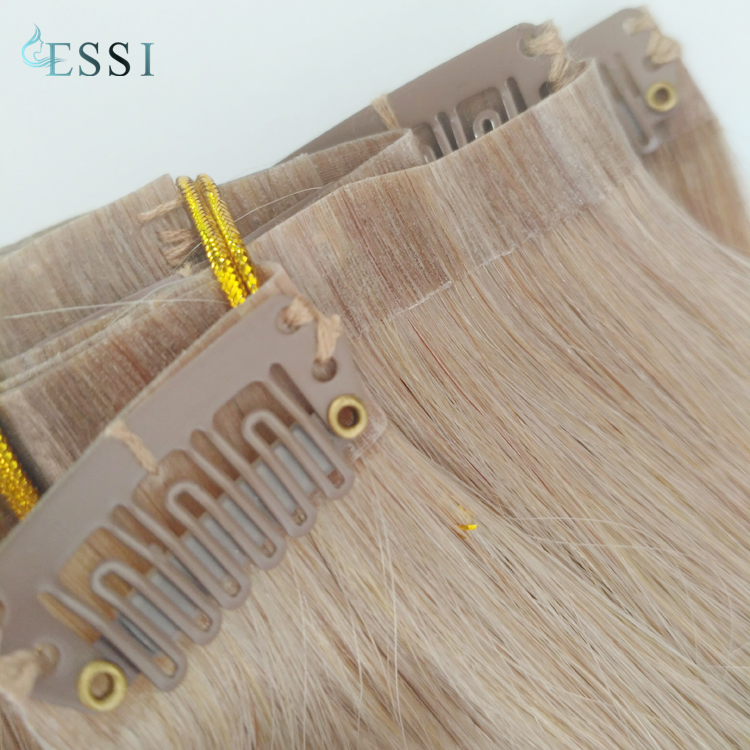 120g Double Drawn Remy Human Skin Weft Seamless Easy Clip In Hair Extension 
