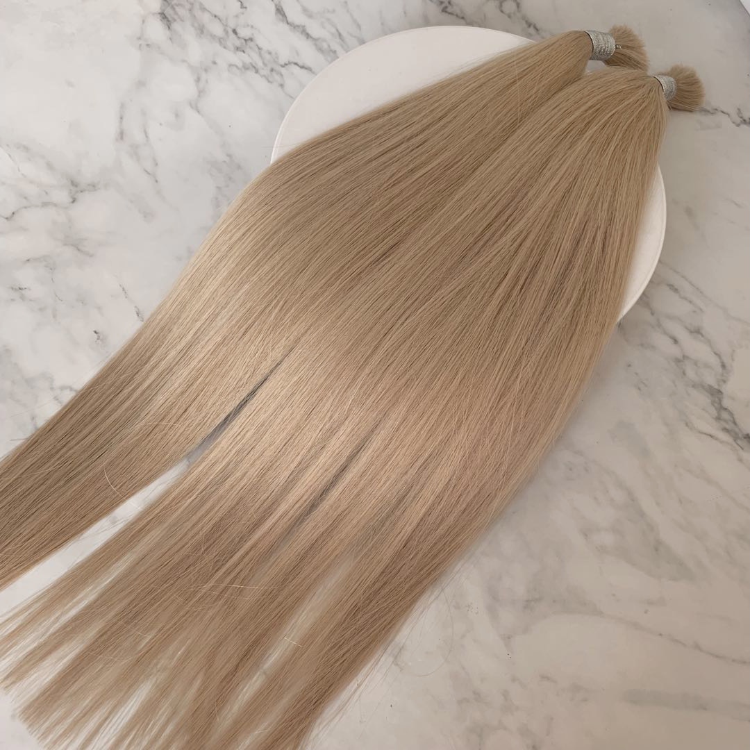  Wholesale Blonde 14 Inches to 30 Inches Human Brazilian Hair Bulk Straight Hair Cuticle Aligned Extension 