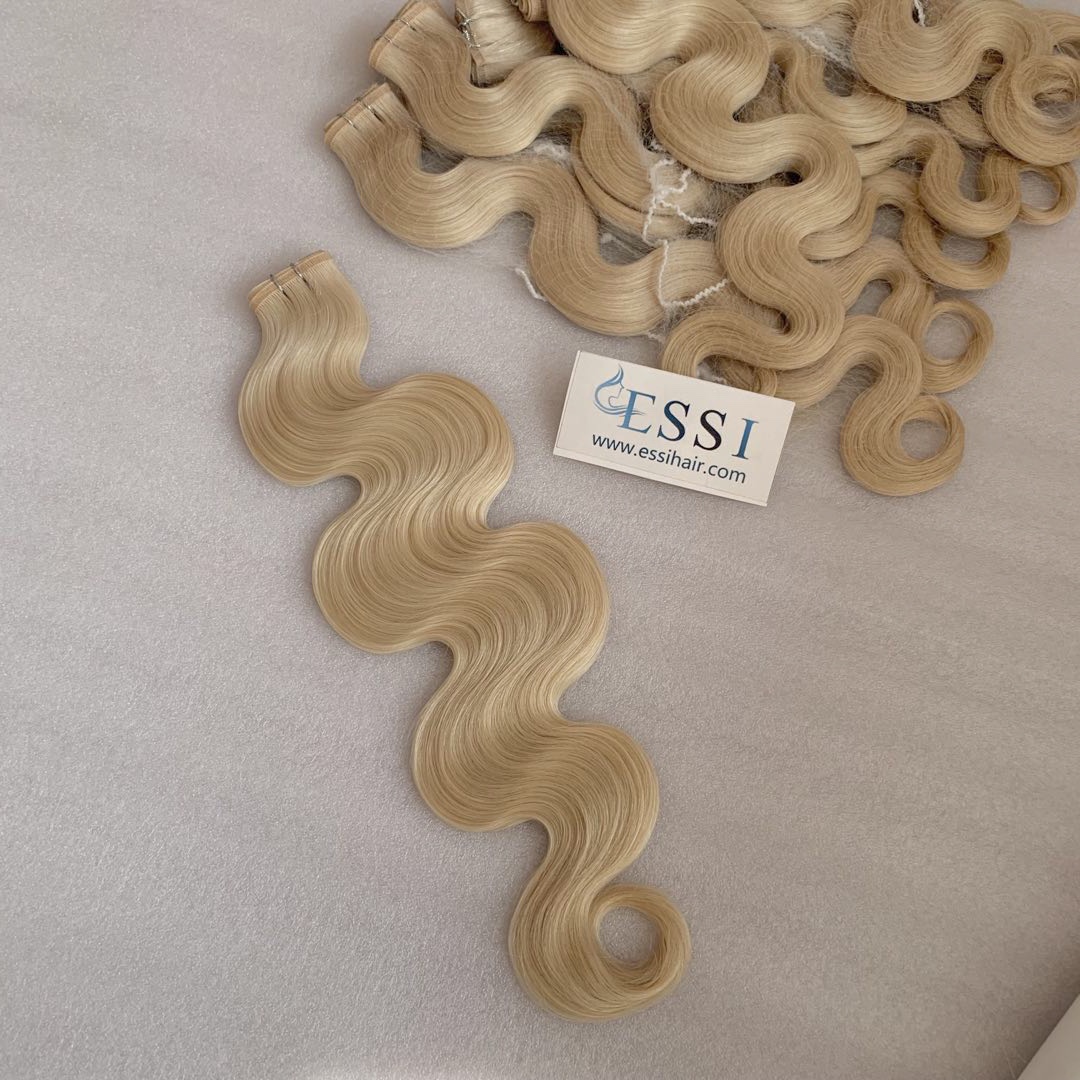 Export To Europe Pretty Blonde Double Drawn Ribbon Flat Weft Human Market  Hair Extension 