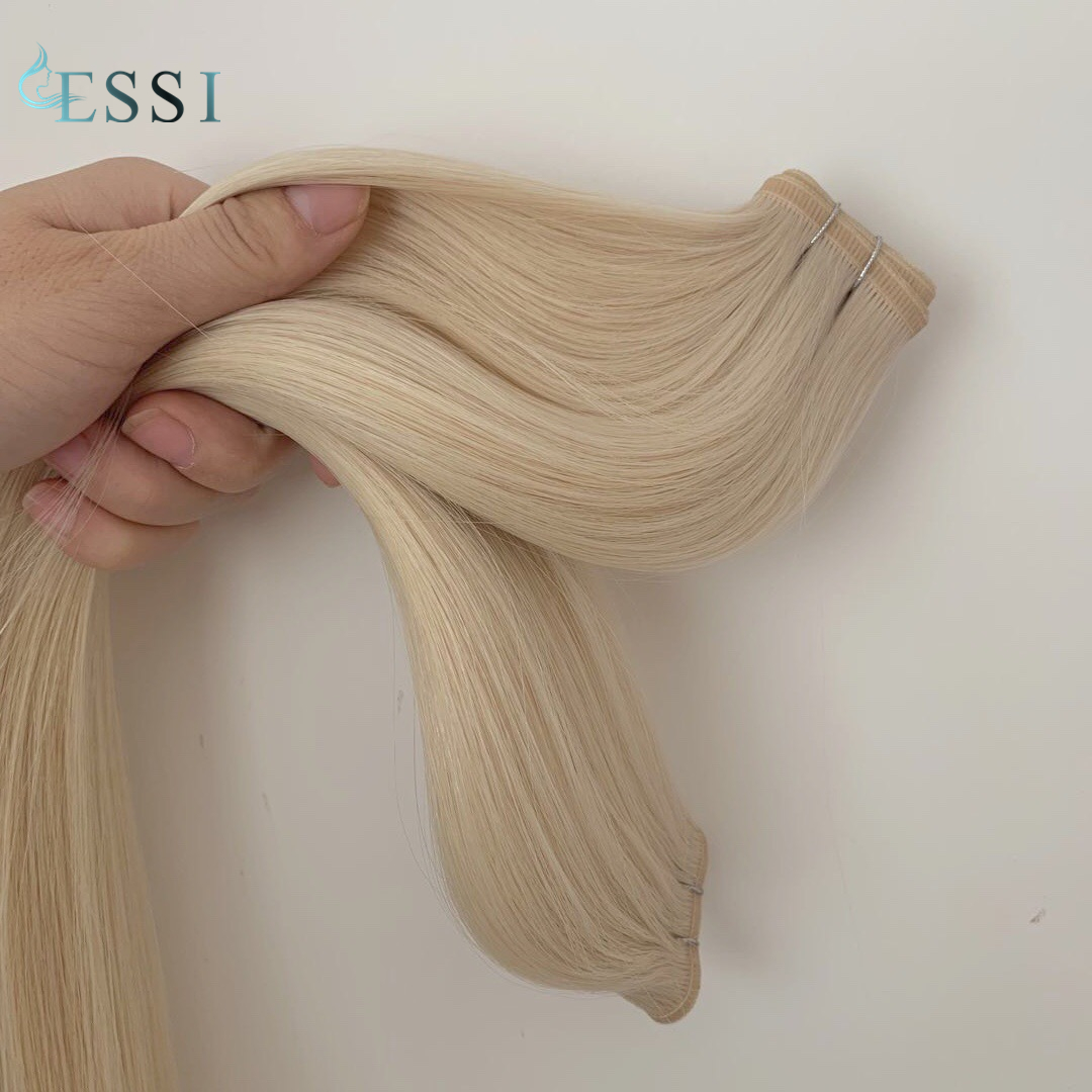 Export To United States Long Hair Gold Fever Ribbon Flat Weft Hair Extensions 613 Blonde Color 24 Inch