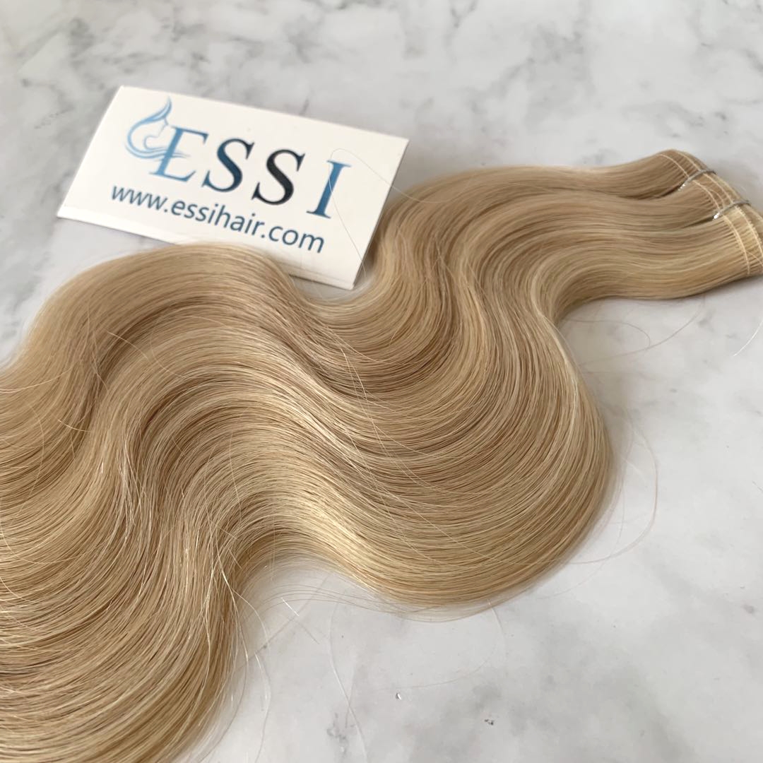 Best Price High Quality White Blonde Human Flat Weft Hair Extensions Body Wave 26 Inch 