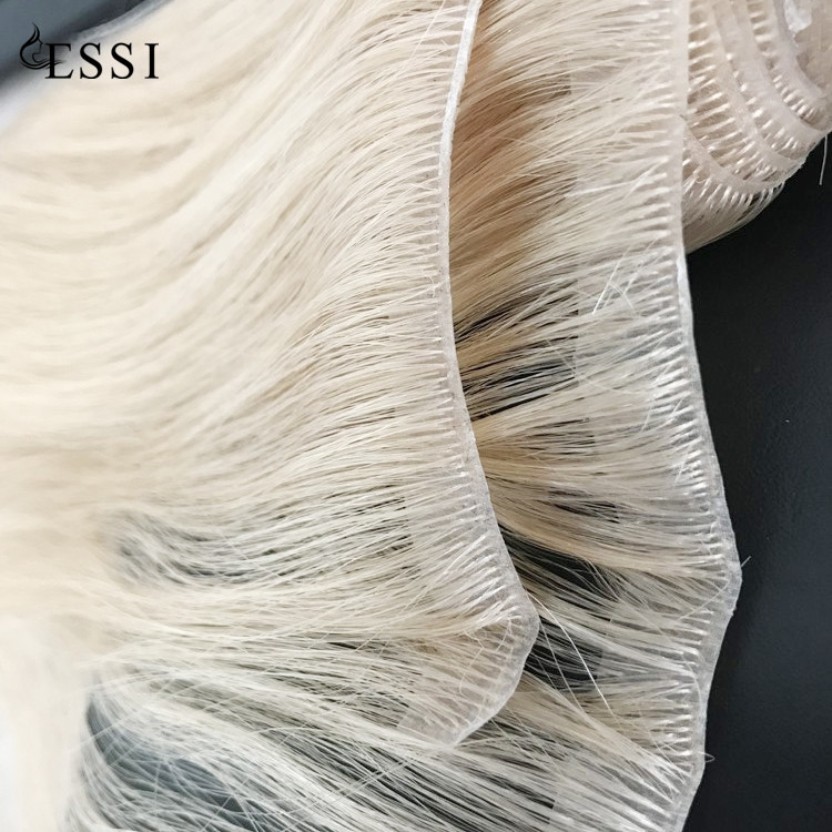 Best seamless hair extensions super thin invisible natural hand injected in PU skin weft 